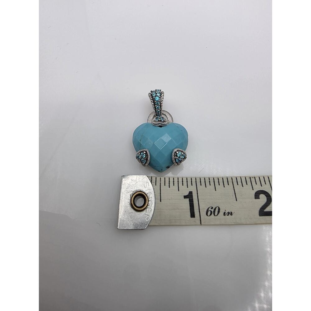 Judith Ripka Sterling Silver Turquoise CZ Blue Heart Pendant - Picture 9 of 11